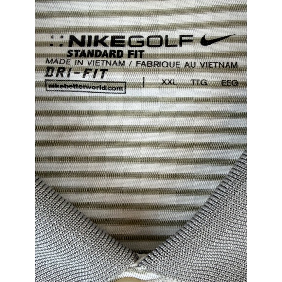 Nike Golf Polo Shirt Mens XXL Tall Gray Striped Dri Fit Short Sleeve Performance - Picture 6 of 6
